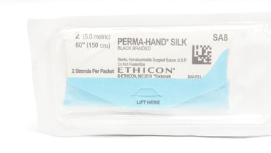 Ethicon SA8 2 Perma-Hand Silk, Black Braided Surgical Stre, 60 inch (x)